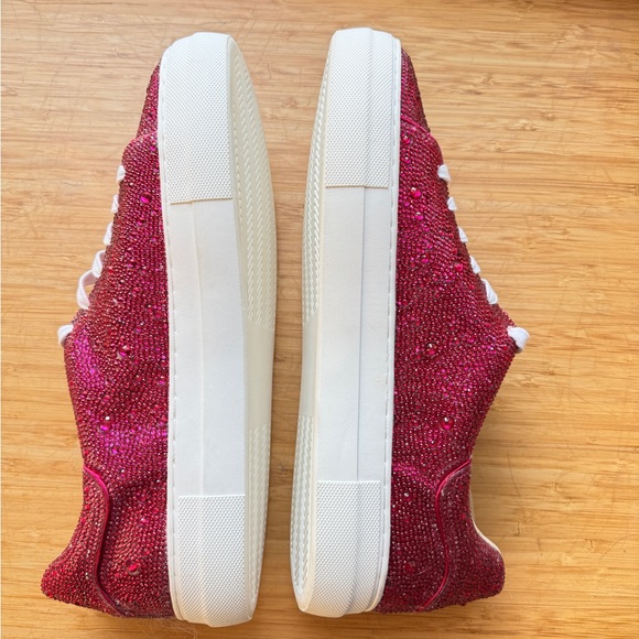 NEW! Betsey Johnson Sidny Rhinestone Embellished Platform Lace Up Sneakers 11 12 - Picture 5 of 11